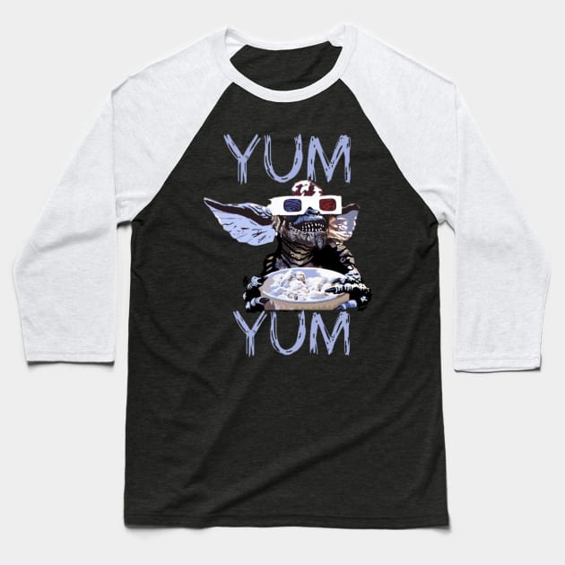 Gremlins Stripe Yum Yum tee Baseball T-Shirt by Diversions pop culture designs